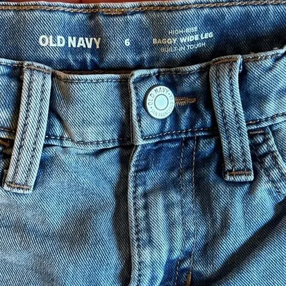 ❤️ 3/$25 Old Navy Kids Blue Jeans High-Rise Baggy Wide Leg for Girls | 6 - Picture 3 of 3